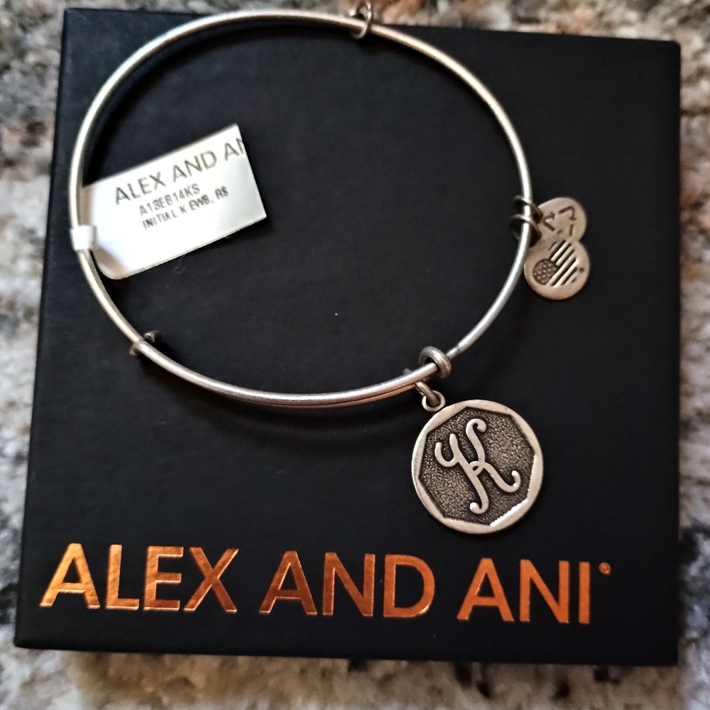 Alex and Ani Silver Charm Bracelet with Initial